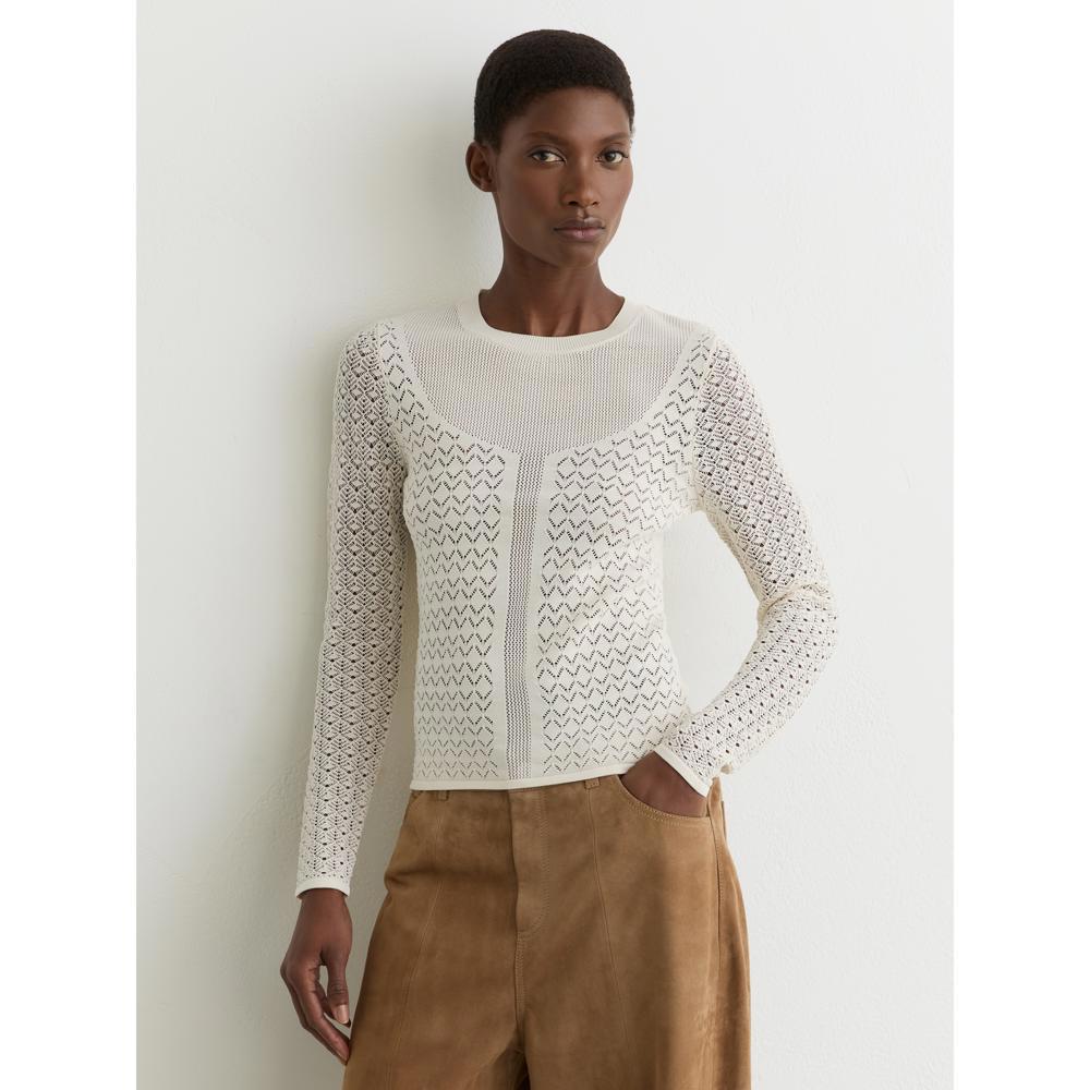 REISS Bella Pointelle-Knit Long-Sleeve Top